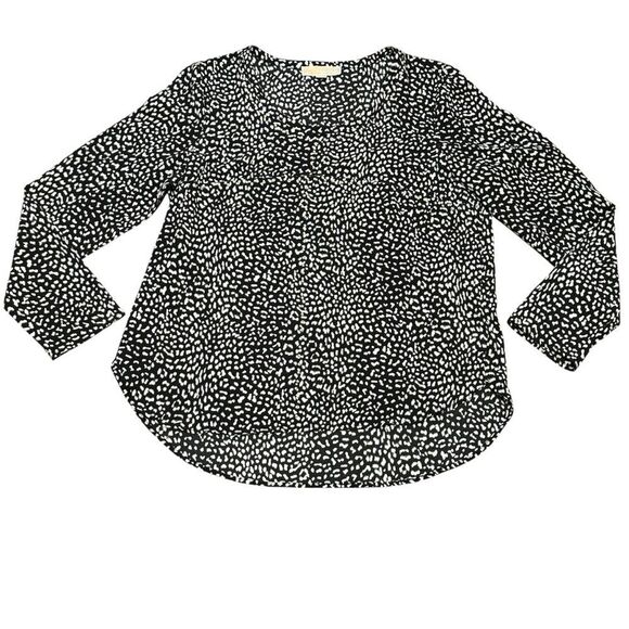Michael Kors Women's Black and White Leopard Patterned Top Blouse Large - Picture 4 of 10